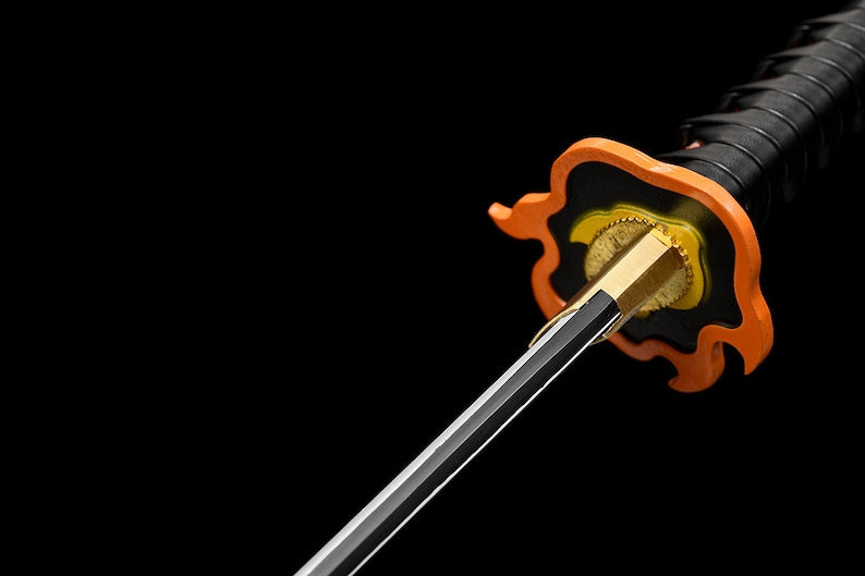 Handgefertigtes japanisches Katana-Samurai-Schwert, echte Anime-Schwerter, geschärfte 1045-Stahl, schwarze Klinge, voller Zapfen