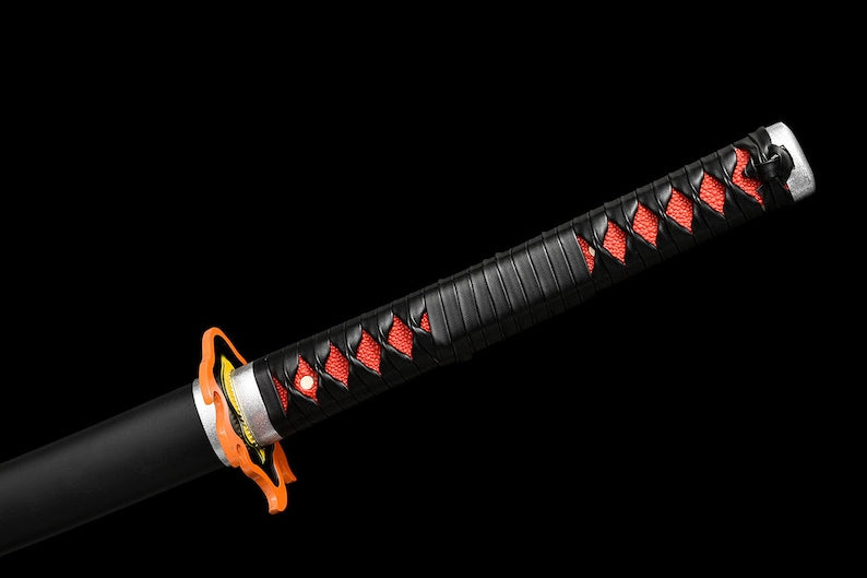 Handgefertigtes japanisches Katana-Samurai-Schwert, echte Anime-Schwerter, geschärfte 1045-Stahl, schwarze Klinge, voller Zapfen