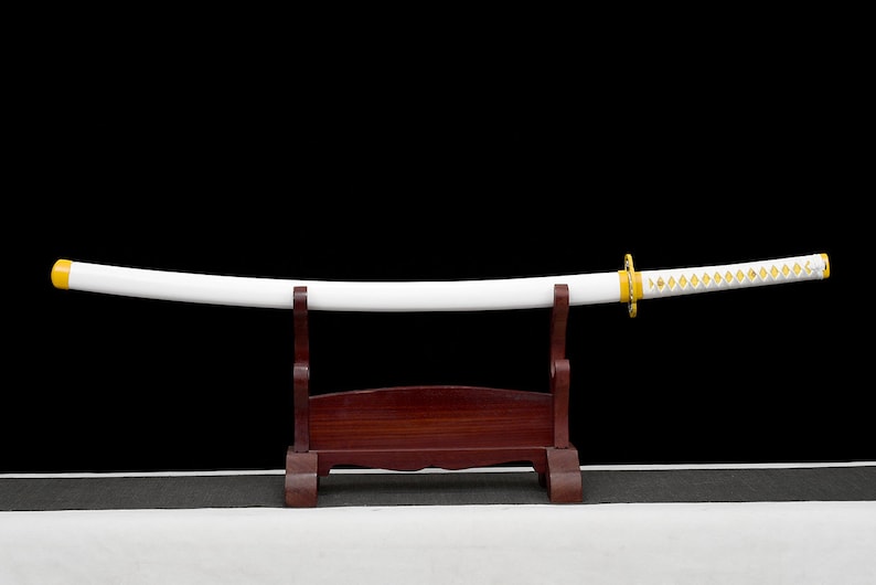 Handgefertigtes Katana-Samurai-Schwert, echte japanische Anime-Schwerter, geschärfte weiße Scheide aus Kohlenstoffstahl