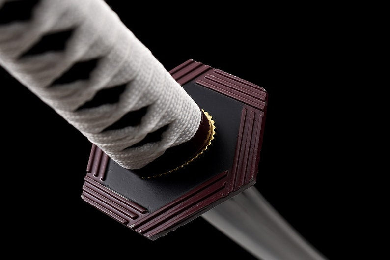 Handgefertigtes japanisches Katana-Samurai-Schwert, echte Anime-Schwerter, geschärfte schwarze Klinge aus Kohlenstoffstahl, voller Zapfen