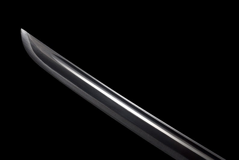 Handgefertigtes japanisches Katana-Samurai-Schwert, echte Anime-Schwerter, geschärfte schwarze Klinge aus Kohlenstoffstahl, voller Zapfen