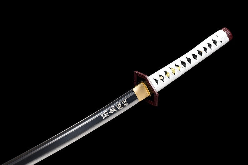 Handgefertigtes japanisches Katana-Samurai-Schwert, echte Anime-Schwerter, geschärfte schwarze Klinge aus Kohlenstoffstahl, voller Zapfen