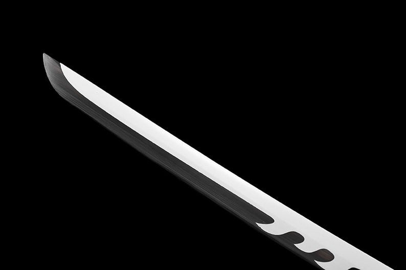Handgefertigtes japanisches Katana-Samurai-Schwert, echte Anime-Schwerter, geschärfte 1045-Stahl, schwarze Klinge, voller Zapfen