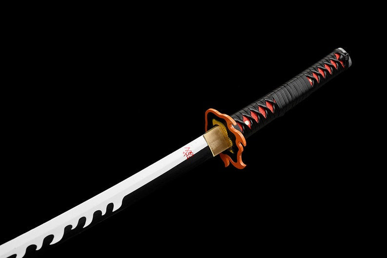 Handgefertigtes japanisches Katana-Samurai-Schwert, echte Anime-Schwerter, geschärfte 1045-Stahl, schwarze Klinge, voller Zapfen