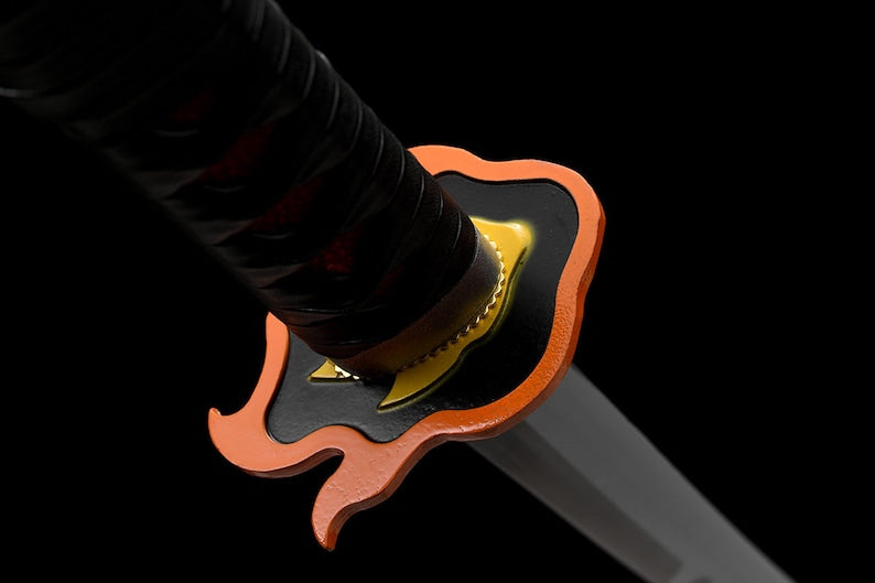 Handgefertigtes japanisches Katana-Samurai-Schwert, echte Anime-Schwerter, geschärfte 1045-Stahl, schwarze Klinge, voller Zapfen