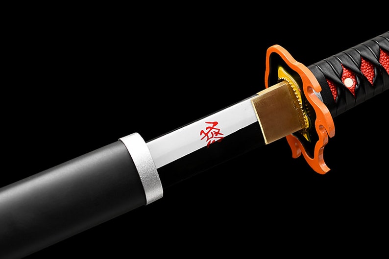 Handgefertigtes japanisches Katana-Samurai-Schwert, echte Anime-Schwerter, geschärfte 1045-Stahl, schwarze Klinge, voller Zapfen