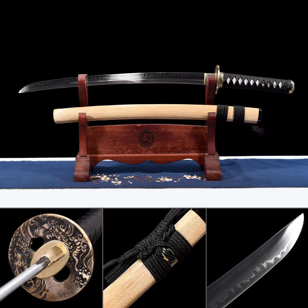 天麟 Wakizashi Sword T10 Steel Hamon Sharpened