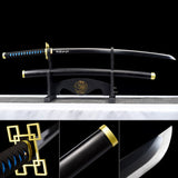 Handgefertigtes japanisches Katana-Samurai-Schwert, echte Anime-Schwerter, geschärfte 1045-Stahl, schwarze Klinge, voller Zapfen 
