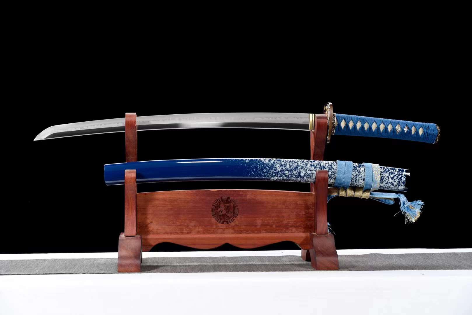 羅漢の栄光 Wakizashi Sword T10 Steel Hamon Mirror grinding