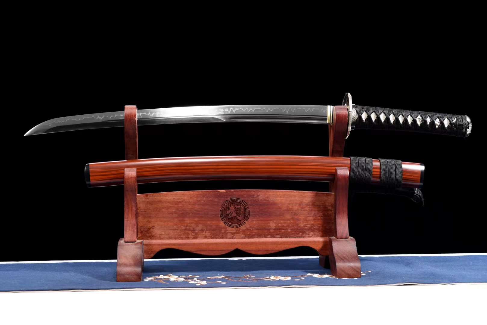 サンダルウッドWakizashi Sword T10 Steel Hamon