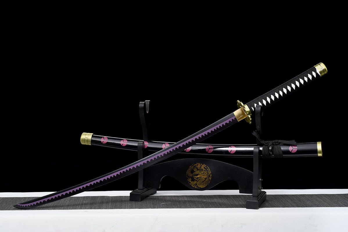One Piece Roronoa Zoro Handgefertigtes japanisches Katana-Samuraischwert Schwert Full Tang 1045 Carbon Steel Black Blade