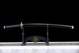 Handgefertigtes japanisches Katana-Samurai-Schwert, echte Anime-Schwerter, geschärfte 1045-Stahl, schwarze Klinge, voller Zapfen 