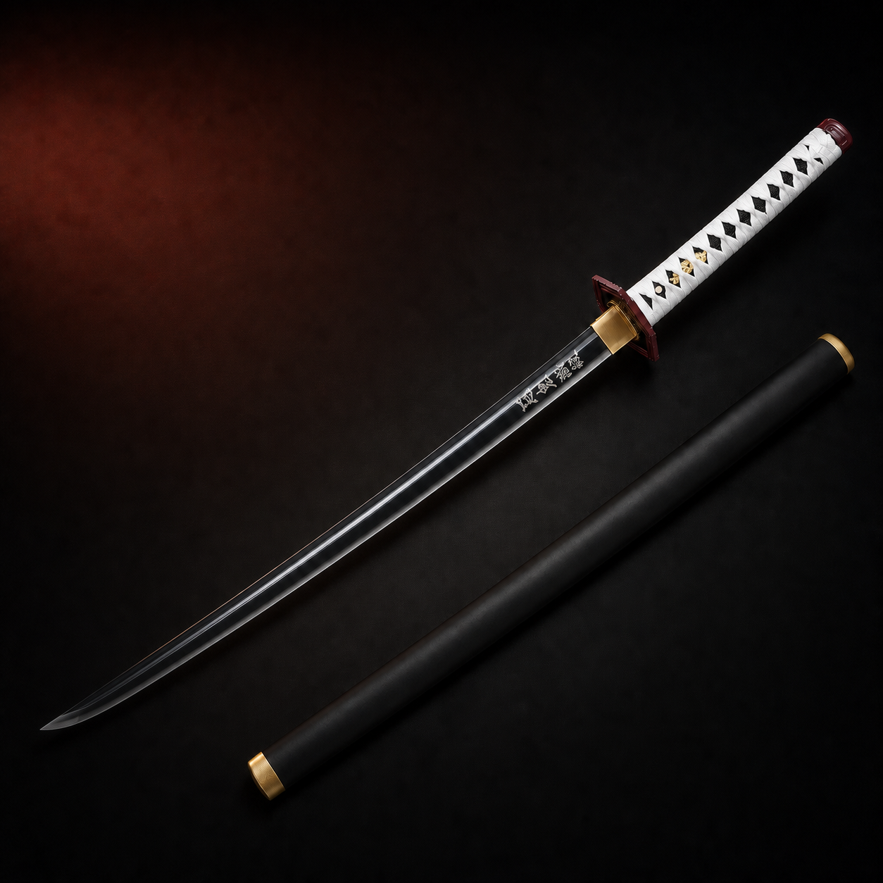 Demon Slayer Giyu Tomioka-inspired katana with matching black scabbard