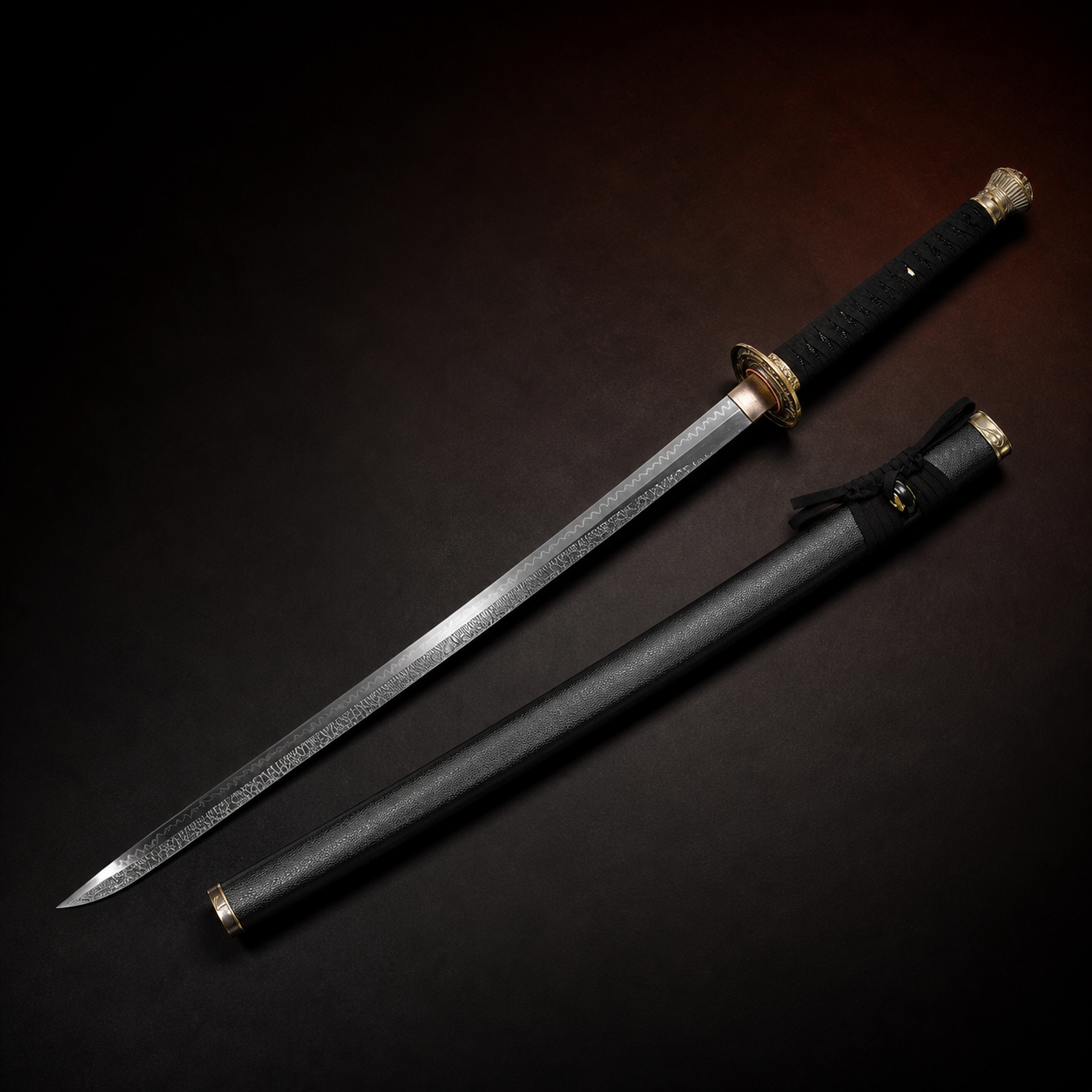 Elden Ring Moonveil-inspired manganese steel katana with matching scabbard