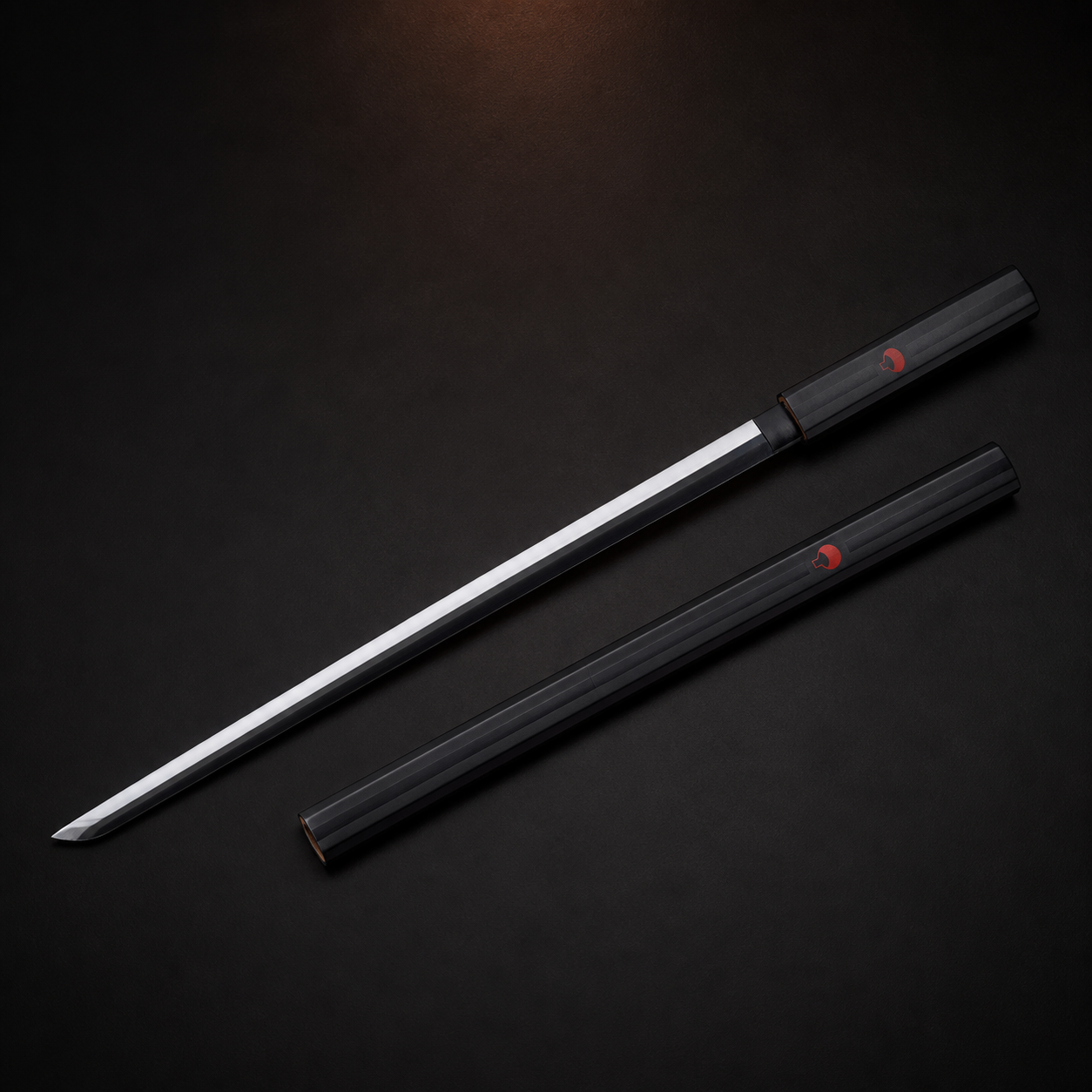 Naruto Sasuke-inspired 1060 steel straight sword with matching black scabbard