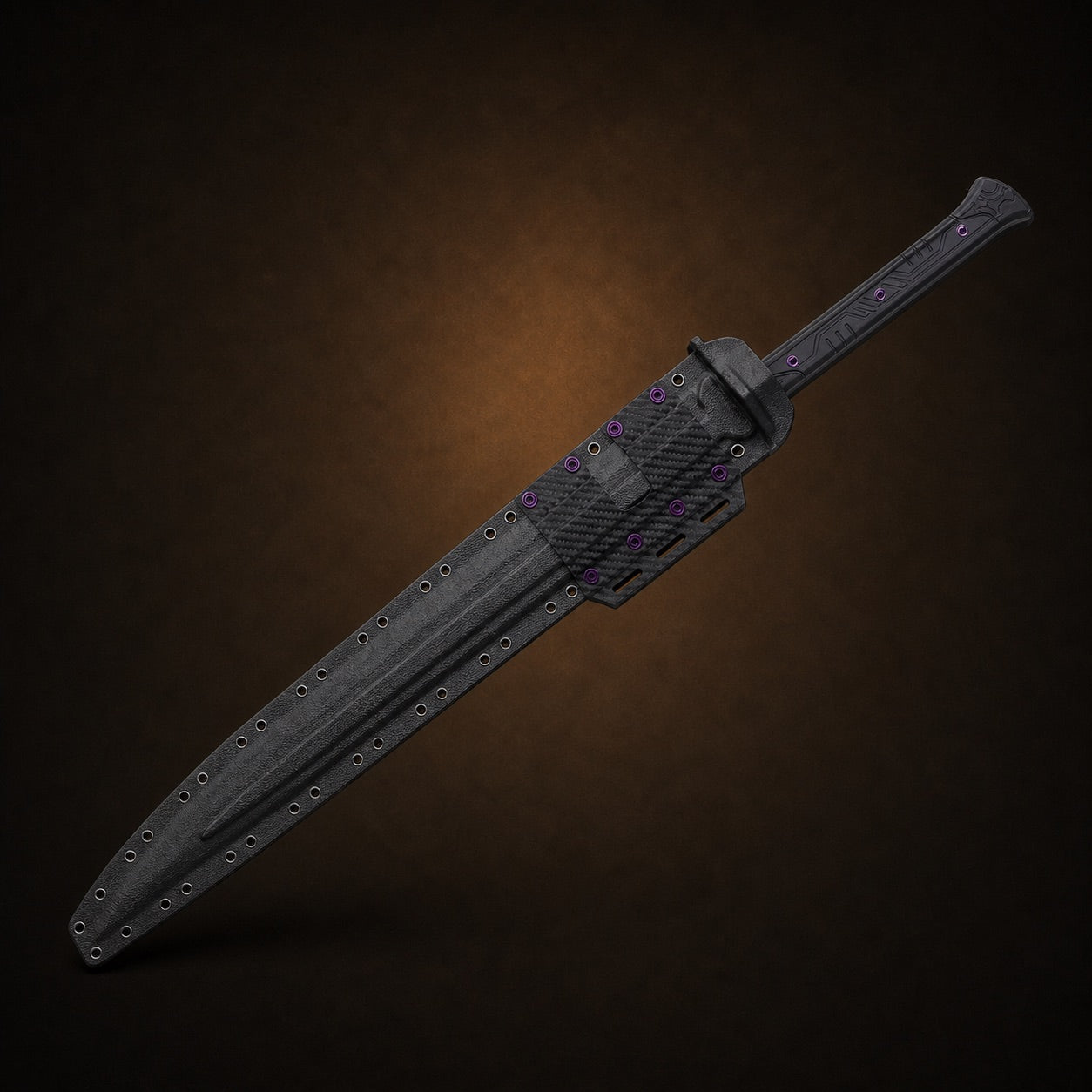 Nightshade tactical gladius fully sheathed in black scabbard