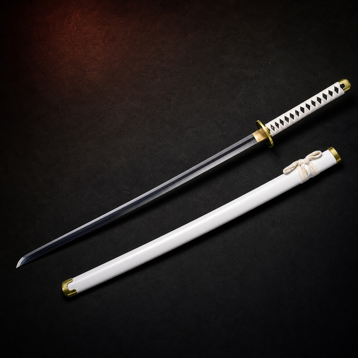 One Piece Zoro Wado Ichimonji-inspired katana with matching white scabbard