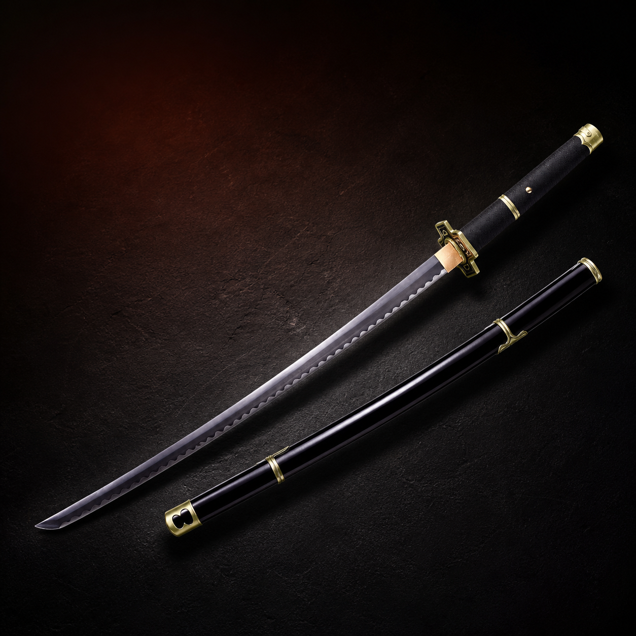 One Piece Zoro Yubashiri-inspired katana with matching black scabbard