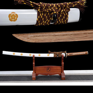 Handmade Japanese Swords Practice Samurai Katana Wooden Sword White Scabbard