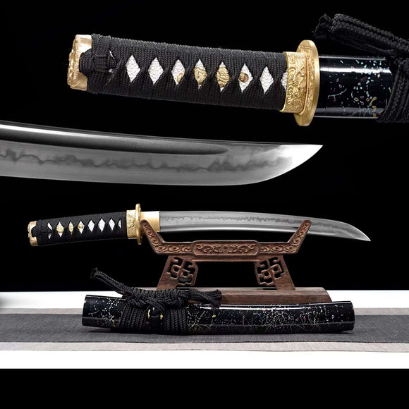 Handgefertigte japanische Katana-Samurai-Schwerter, echtes Tanto-Schwert, brennende Klinge aus T10-Kohlenstoffstahl, geschärft