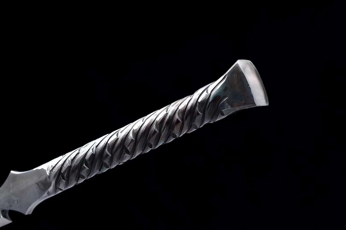 Véritable épée chinoise de la dynastie Han, faite à la main, fourreau en acier et en cuir de vache, damas