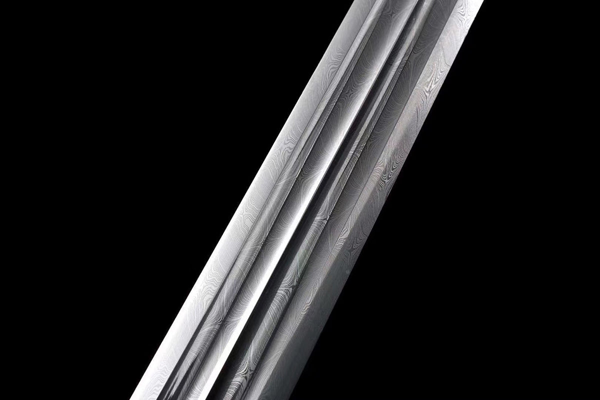 Handmade Real Sword Han Dynasty Chinese Swords Damascus Steel  Cowhide Scabbard