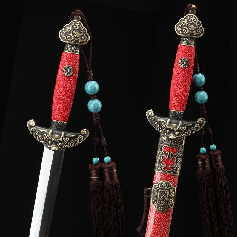 Épées Du Roi Qianlong De La Dynastie Qing Chinoise En Acier Au Carbone Faites à La Main 