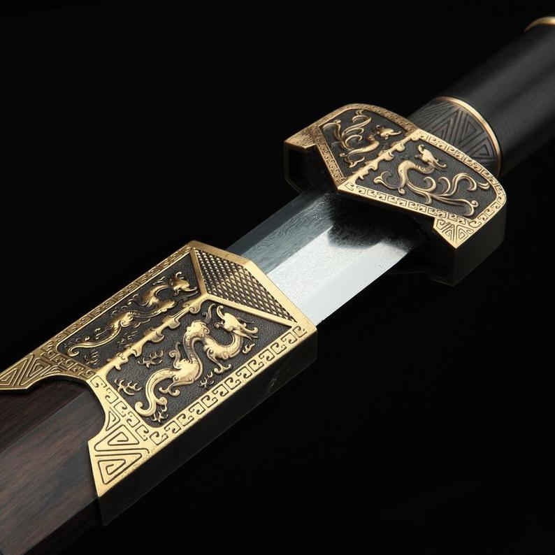 Black Dragon Real Han Sword Chinese Swords With Wood Scabbard