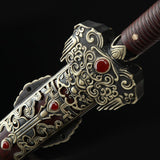 Handgefertigtes chinesisches Full-Tang-Schwert aus Palisander-Damaststahl mit dem Namen Feng Shen 