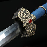 Handmade Blue Real Rayskin Scabbard Damascus Steel Chinese Swords Of Feng Shen