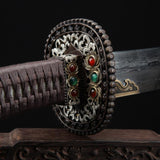 Handgefertigte chinesische Königsschwerter aus der Ming-Dynastie aus Damaststahl mit Holzscheide 