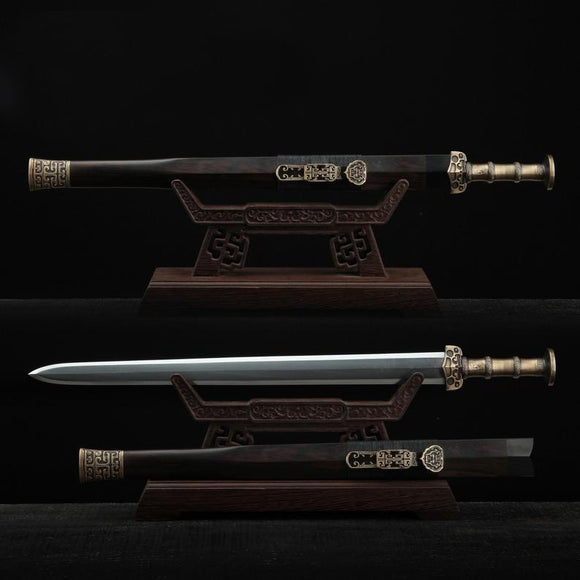 Chinesische Han-Dynastie-Damaststahl-handgemachte echte chinesische Schwerter mit vollem Zapfen 