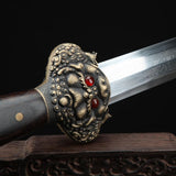 Handgefertigte Retro-Königsschwerter aus schwarzem Sandelholz aus Damaststahl aus der chinesischen Ming-Dynastie 