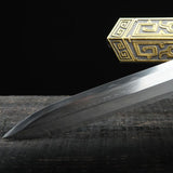 Retro Gold Theme Damascus Steel Full Tang Real Chinese Han Dynasty Swords