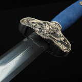 Handmade Blue Rayskin Chinese Dragon Theme Damascus Steel Real Chinese Swords