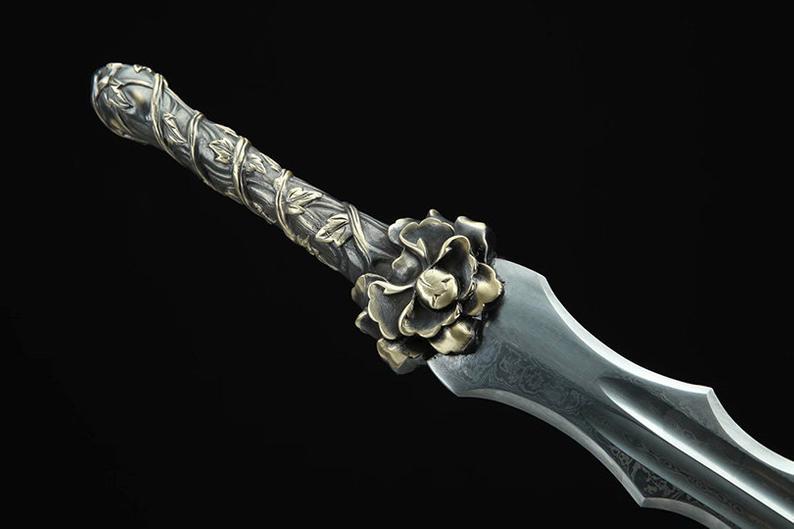Handmade Real Sword Chinese Swords Damascus Steel With Leather Scabbard High Quality