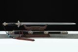 Handgefertigtes echtes Schwert aus der Qin-Dynastie, chinesische Schwerter aus Damaststahl mit Ebenholzscheide, hochwertige Pfingstrosen-Kupferschnitzerei 