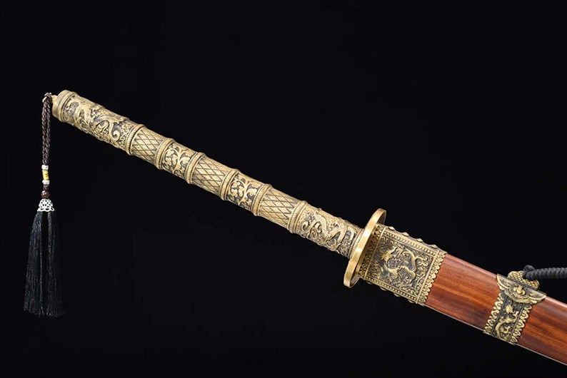 Épées chinoises faites à la main de la dynastie Qing, épée de haute qualité en acier damas Dao Full Tang 