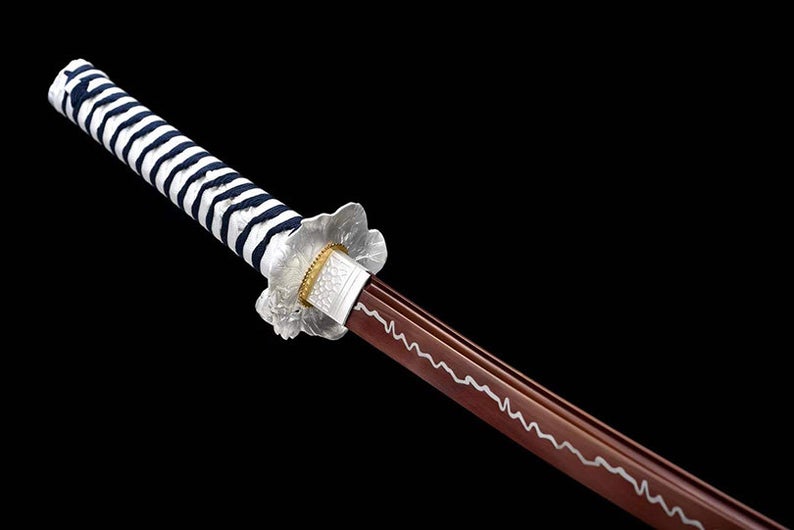 Handmade Japan katana Samurai Swords High Quality Sword High-Manganese Steel Full Tang Red Blade White Scabbard