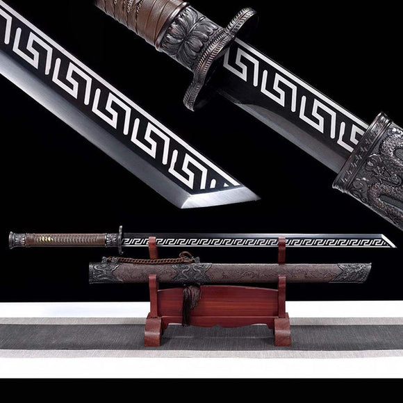Handgefertigte chinesische Schwerter aus der Tang-Dynastie. Hochwertiges echtes Schwert aus Dao-Full-Tang-Stahl mit hohem Mangangehalt 