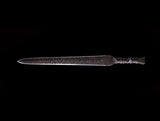 Handgefertigtes echtes Schwert aus der Han-Dynastie, chinesische antike Schwerter, Damaststahl-Rindslederscheide 