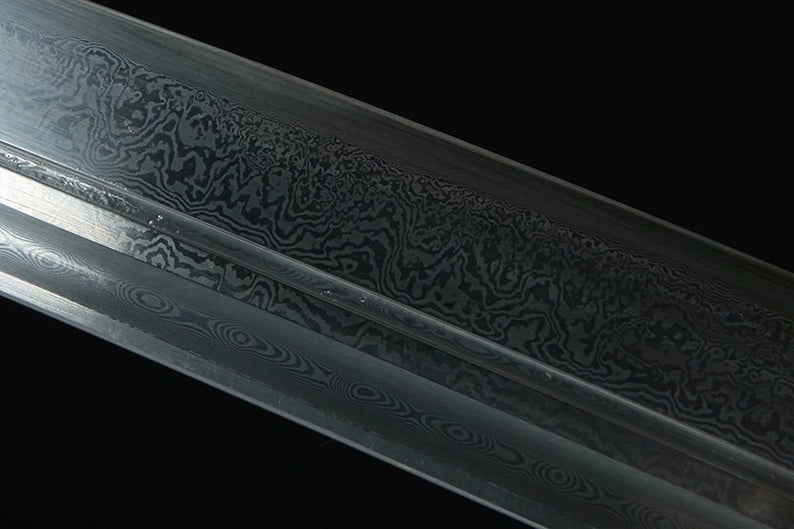 Véritable épée chinoise de la dynastie Qin, faite à la main, en acier damas avec fourreau vert, de haute qualité 