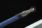 Handgefertigtes echtes Schwert aus der Qin-Dynastie, chinesische Schwerter aus Damaststahl mit blauer Scheide, hohe Qualität 