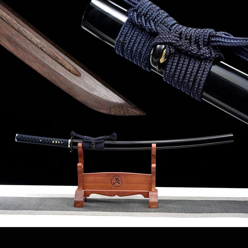 Épées de samouraï Katana japonaises faites à la main, épée en bois, fourreau noir de haute qualité 