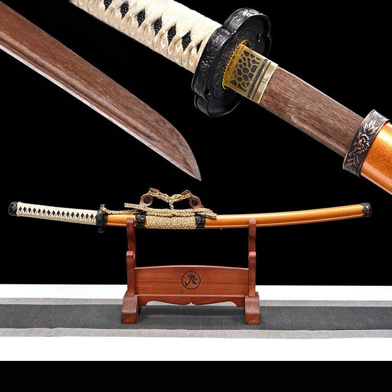 Épée Tachi En Bois D'épées De Samouraï De Pratique De Katana Japonais Fait à La Main 