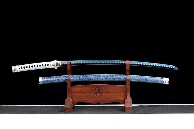 Épées de samouraï katana japonaises faites à la main épée de haute qualité en acier à haute teneur en manganèse lame bleue flocon de neige 