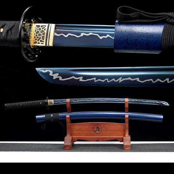 Handmade Japanese katana Samurai Swords High Quality Sword High-Manganese Steel Full Tang Blue Blade