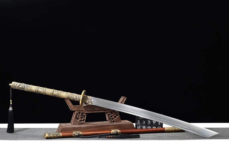 Épées chinoises faites à la main de la dynastie Qing, épée de haute qualité en acier damas Dao Full Tang 