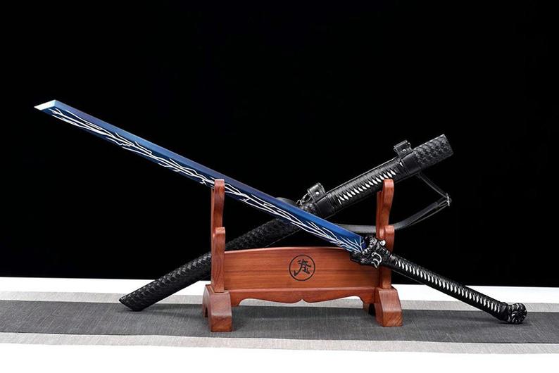 Handmade Chinese Swords Tang Dynasty Swords High Quality Real Sword High manganese steel Dao Full Tang Blue Blade Tiger