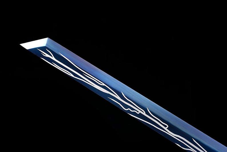 Épées chinoises faites à la main de la dynastie Tang, véritable épée de haute qualité en acier à haute teneur en manganèse, lame bleue complète du tigre 